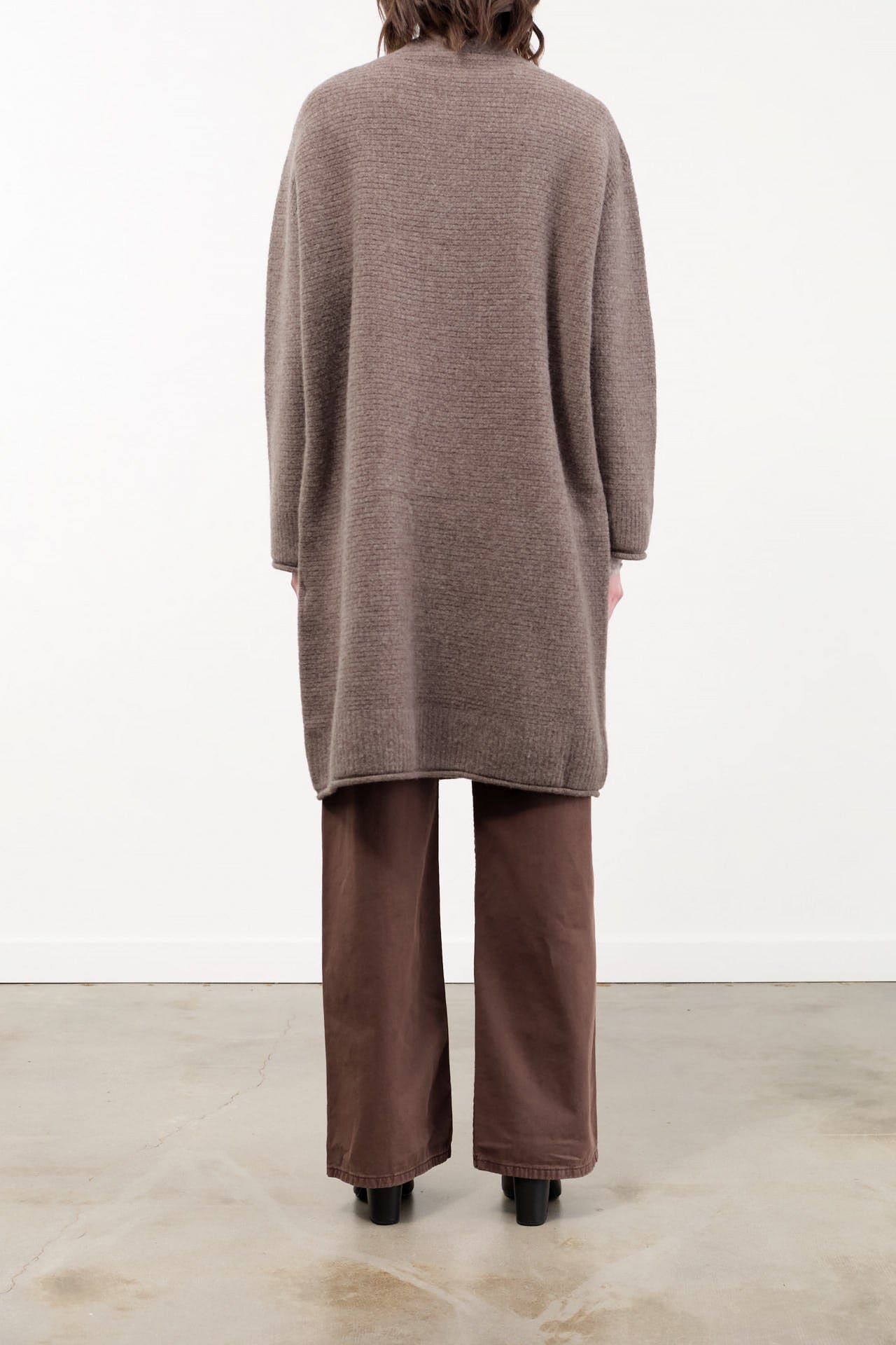 Pas de Calais Apparel Womens Sweaters Cashmere Lambs Wool Cardigan Coat in Greige