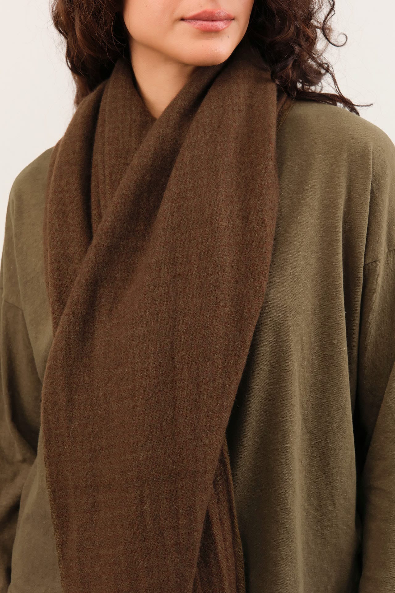 Pas de Calais Accessories Scarves Cashmere Yarn-Dyed Check Scarf Brown / One Size