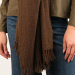 Pas de Calais Accessories Scarves Cashmere Yarn-Dyed Check Scarf Brown / One Size