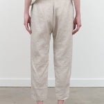 Back view of Classic Linen Slim Pants in Beige