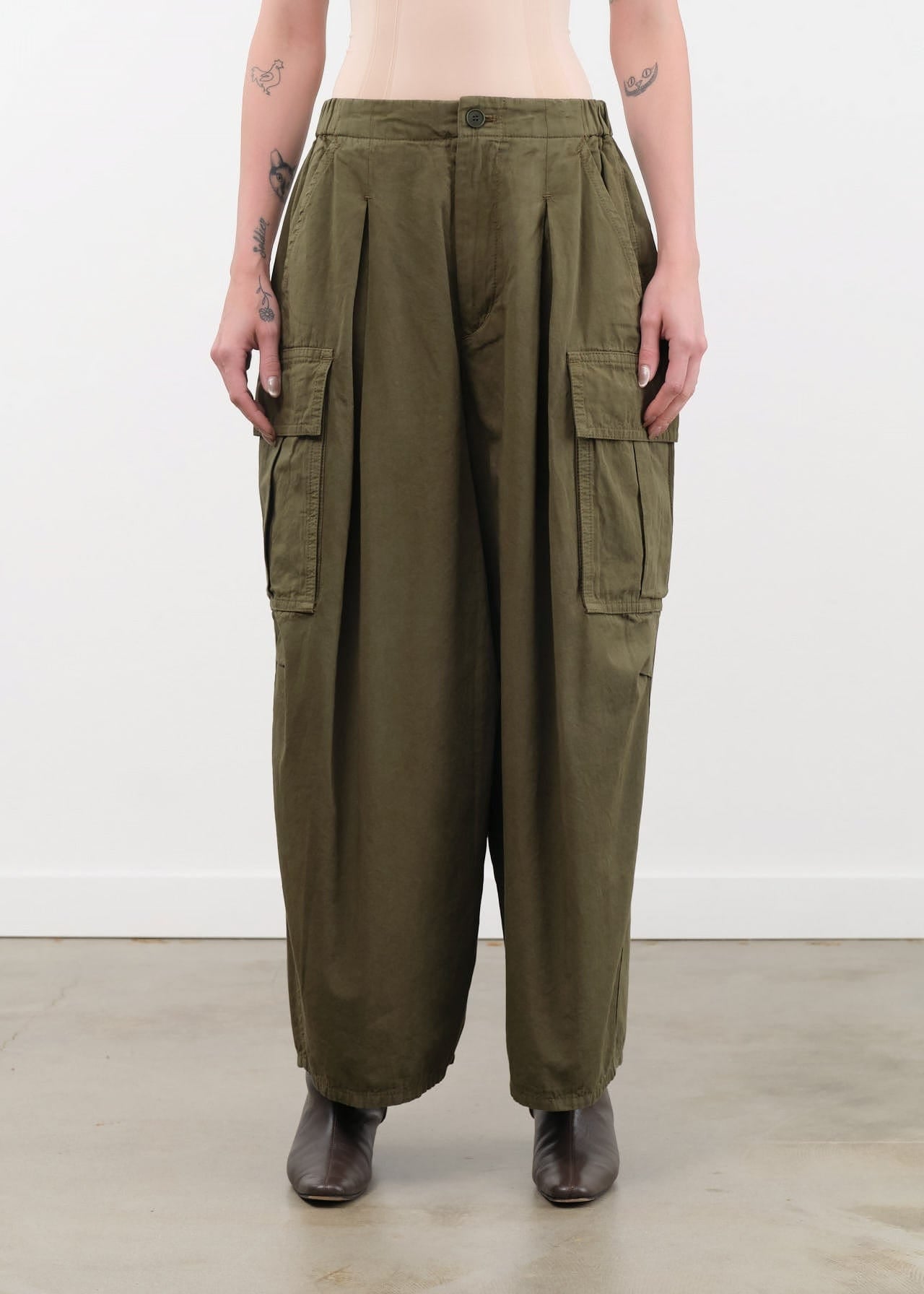 Pas de Calais Apparel Womens Pants Cotton Grosgrain Cargo Pants