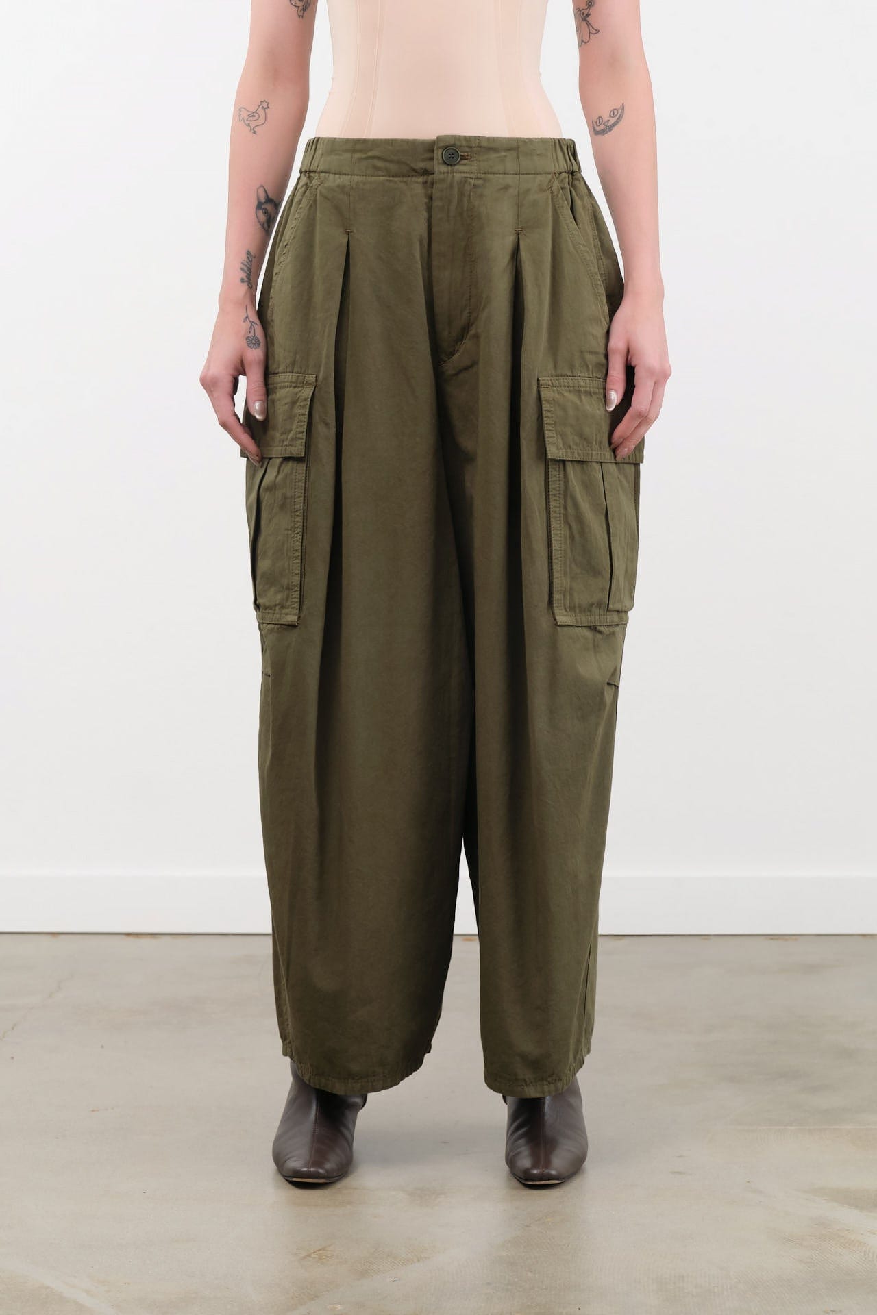 Pas de Calais Apparel Womens Pants Cotton Grosgrain Cargo Pants