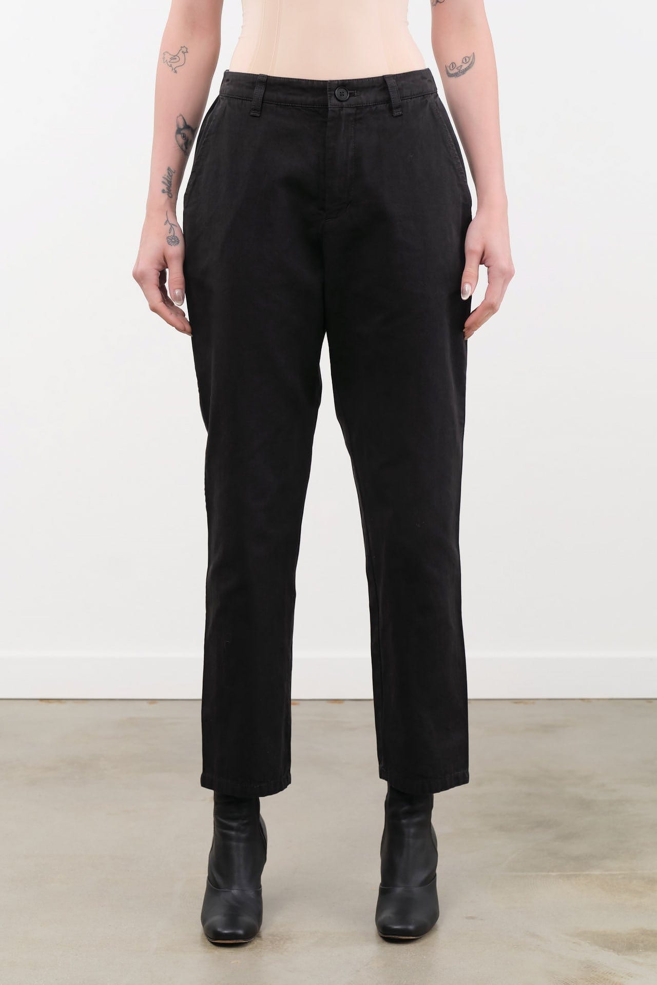 Pas de Calais Apparel Womens Pants Cotton Grosgrain Tapered Pants