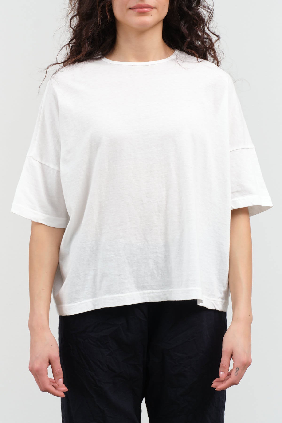 Front view of Cotton Jersey Crew Neck T-Shirt in White