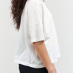 Side view of Cotton Jersey Crew Neck T-Shirt in White