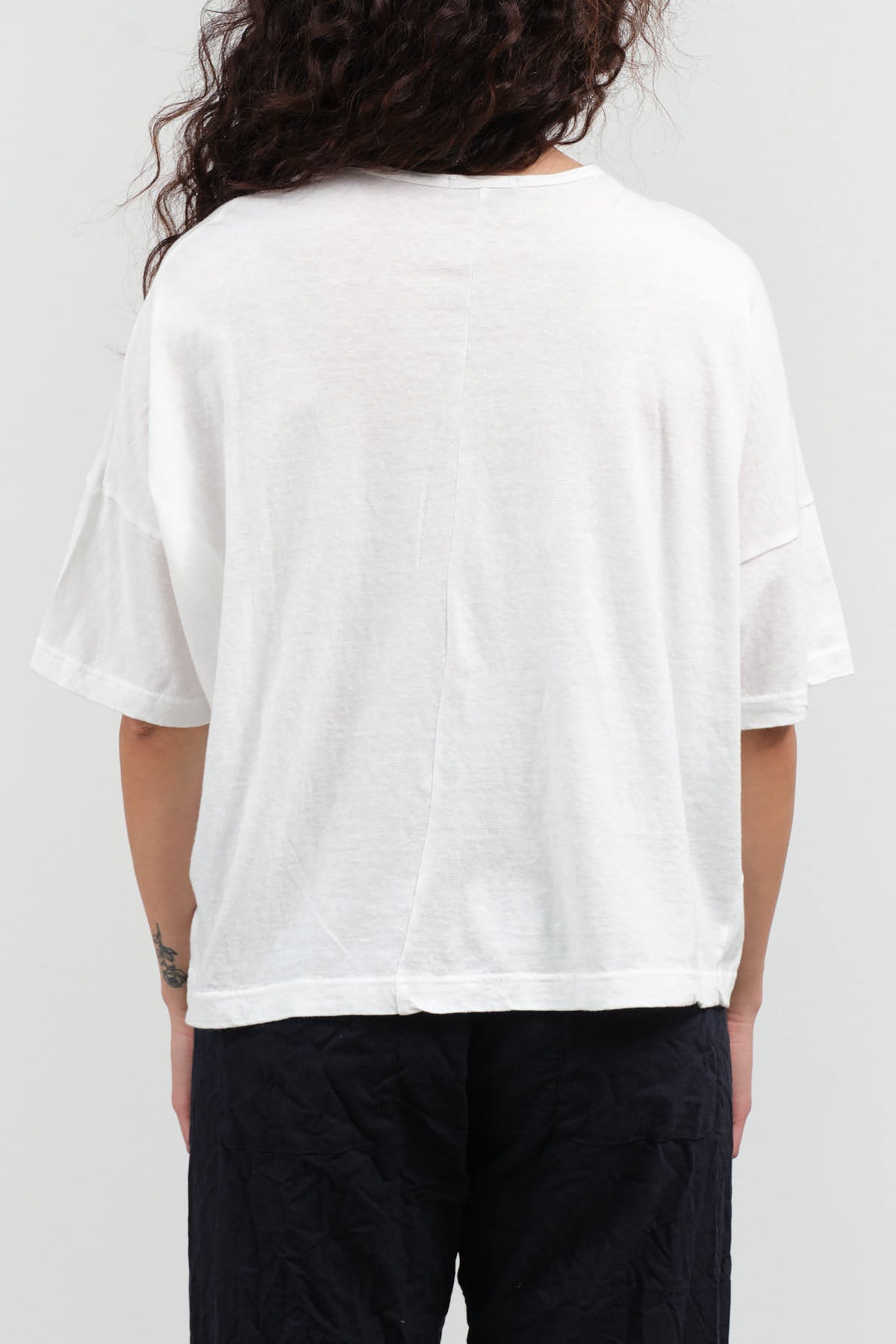 Back view of Cotton Jersey Crew Neck T-Shirt in White