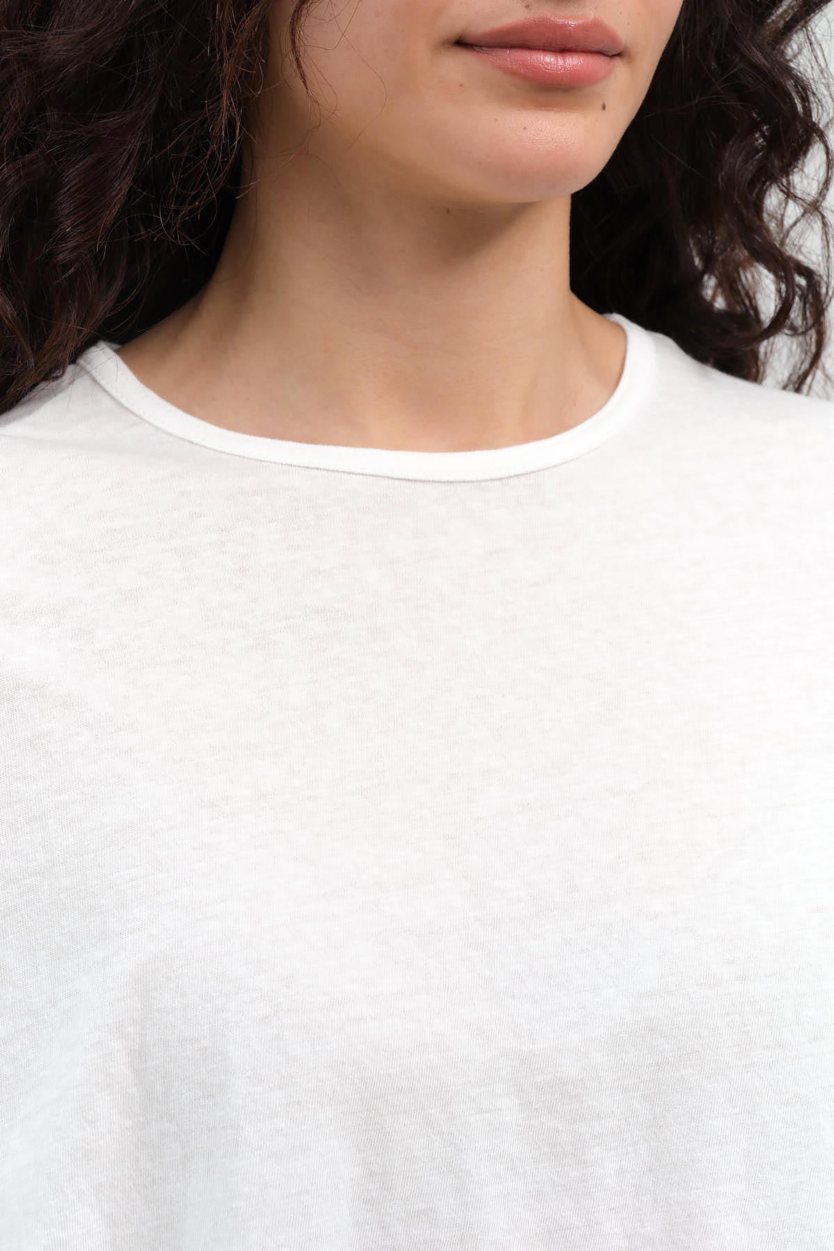 Collar view of Cotton Jersey Crew Neck T-Shirt in White