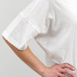 Sleeve view of Cotton Jersey Crew Neck T-Shirt in White