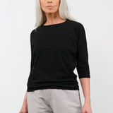 Pas de Calais Apparel Womens Tees Cotton Linen Jersey T-Shirt in Black