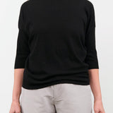 Pas de Calais Apparel Womens Tees Cotton Linen Jersey T-Shirt in Black