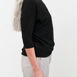 Pas de Calais Apparel Womens Tees Cotton Linen Jersey T-Shirt in Black