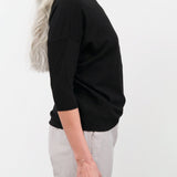 Pas de Calais Apparel Womens Tees Cotton Linen Jersey T-Shirt in Black