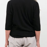 Pas de Calais Apparel Womens Tees Cotton Linen Jersey T-Shirt in Black