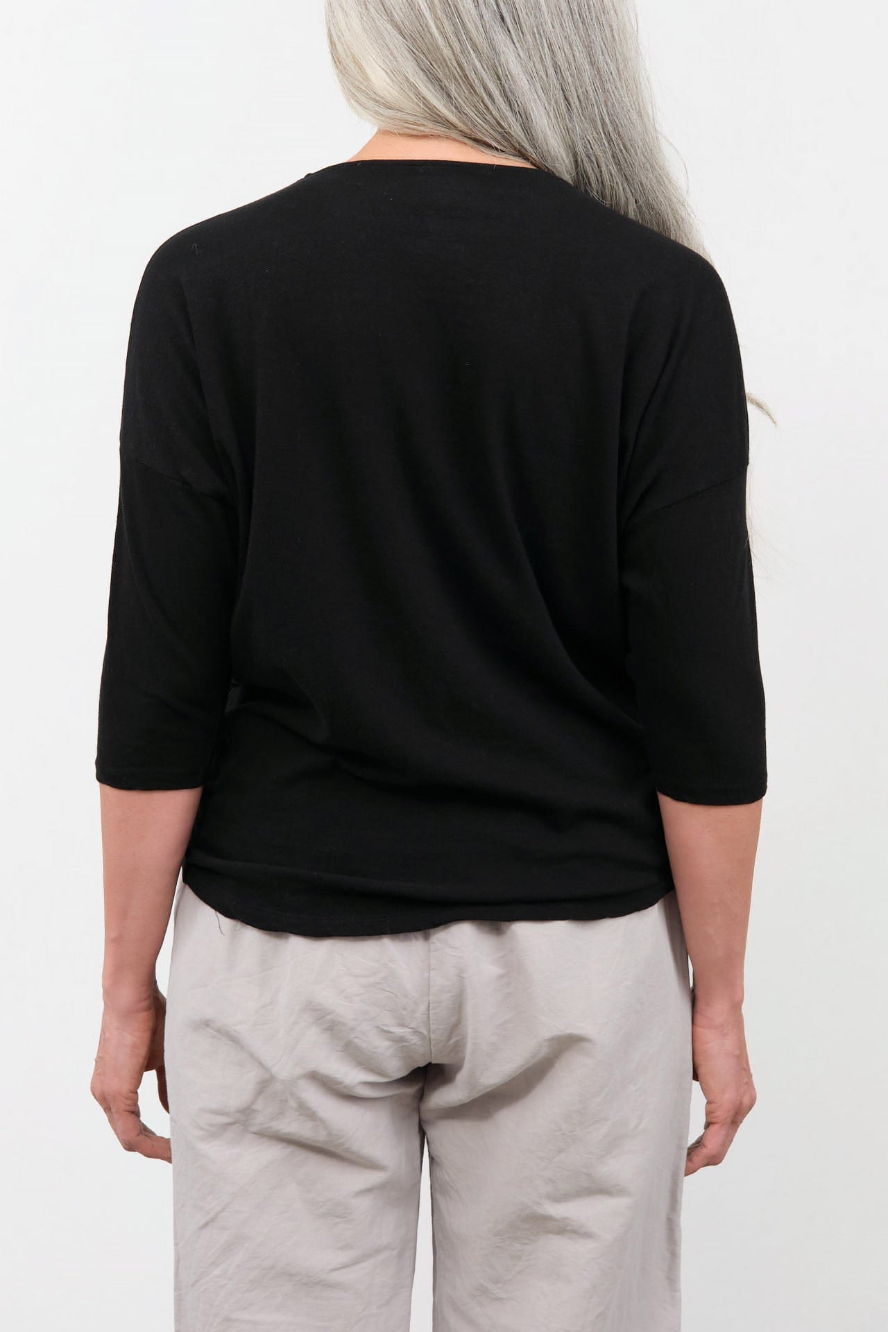 Pas de Calais Apparel Womens Tees Cotton Linen Jersey T-Shirt in Black