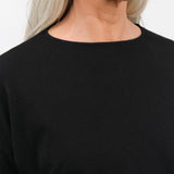 Pas de Calais Apparel Womens Tees Cotton Linen Jersey T-Shirt in Black