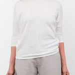 Pas de Calais Apparel Womens Tees Cotton Linen Jersey T-Shirt in Off White