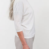 Pas de Calais Apparel Womens Tees Cotton Linen Jersey T-Shirt in Off White