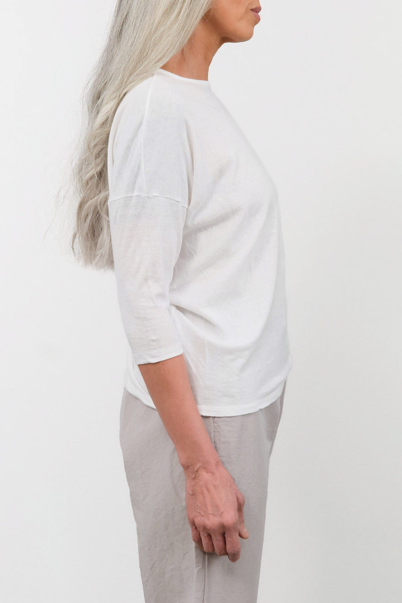 Pas de Calais Apparel Womens Tees Cotton Linen Jersey T-Shirt in Off White