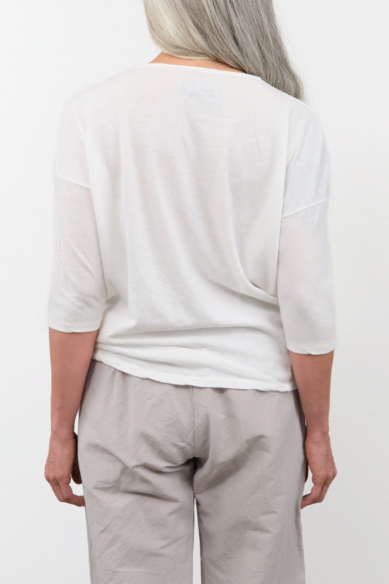 Pas de Calais Apparel Womens Tees Cotton Linen Jersey T-Shirt in Off White