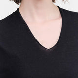 Black Cotton Linen V-neck Pullover by Pas de Calais