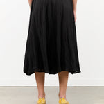 Black Cotton Ramie Hemp Long Midi Skirt by Pas de Calais Designer Brand 