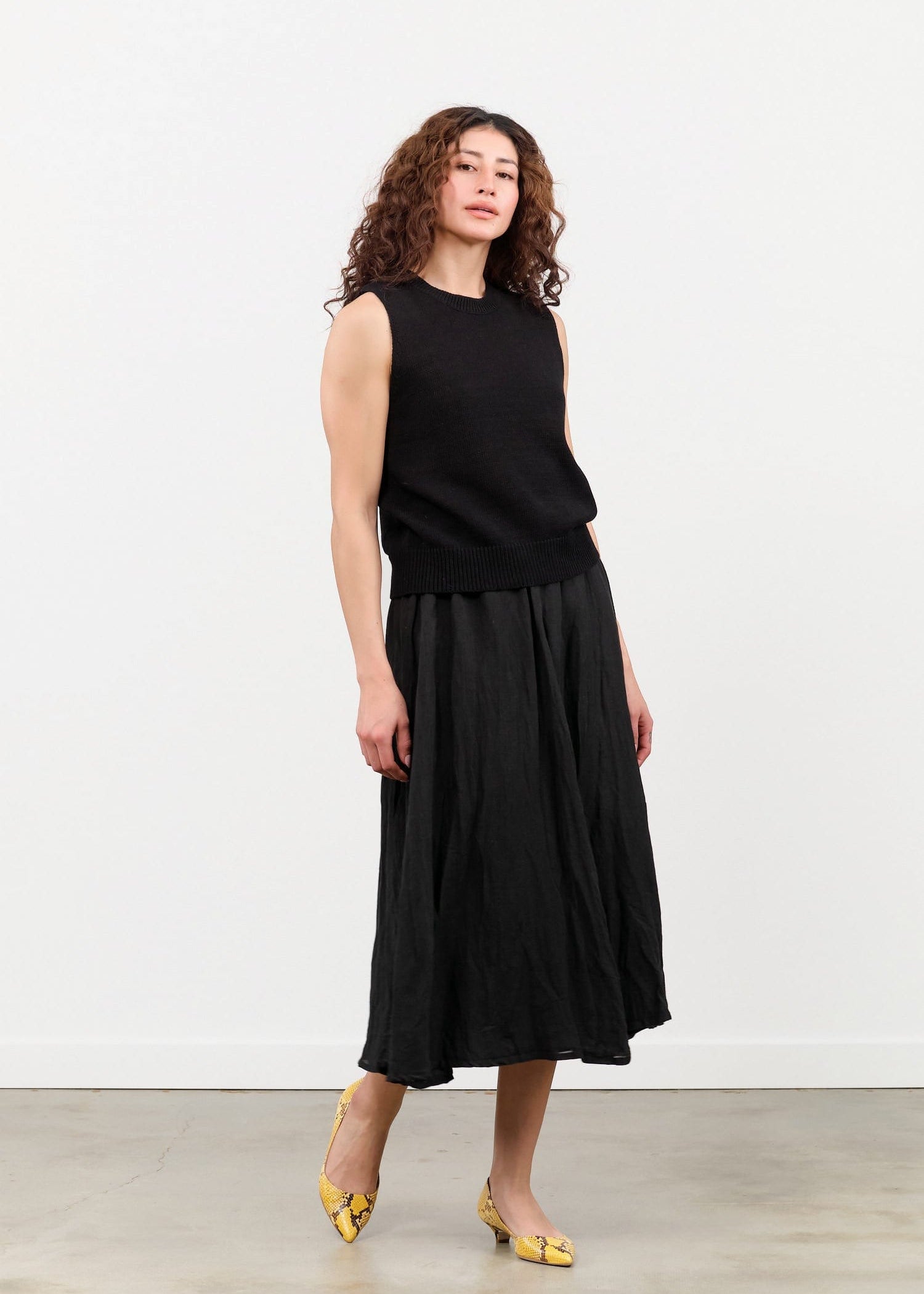 Pas de Calais Apparel Womens Skirts Cotton Ramie Hemp Long Skirt Black / 34