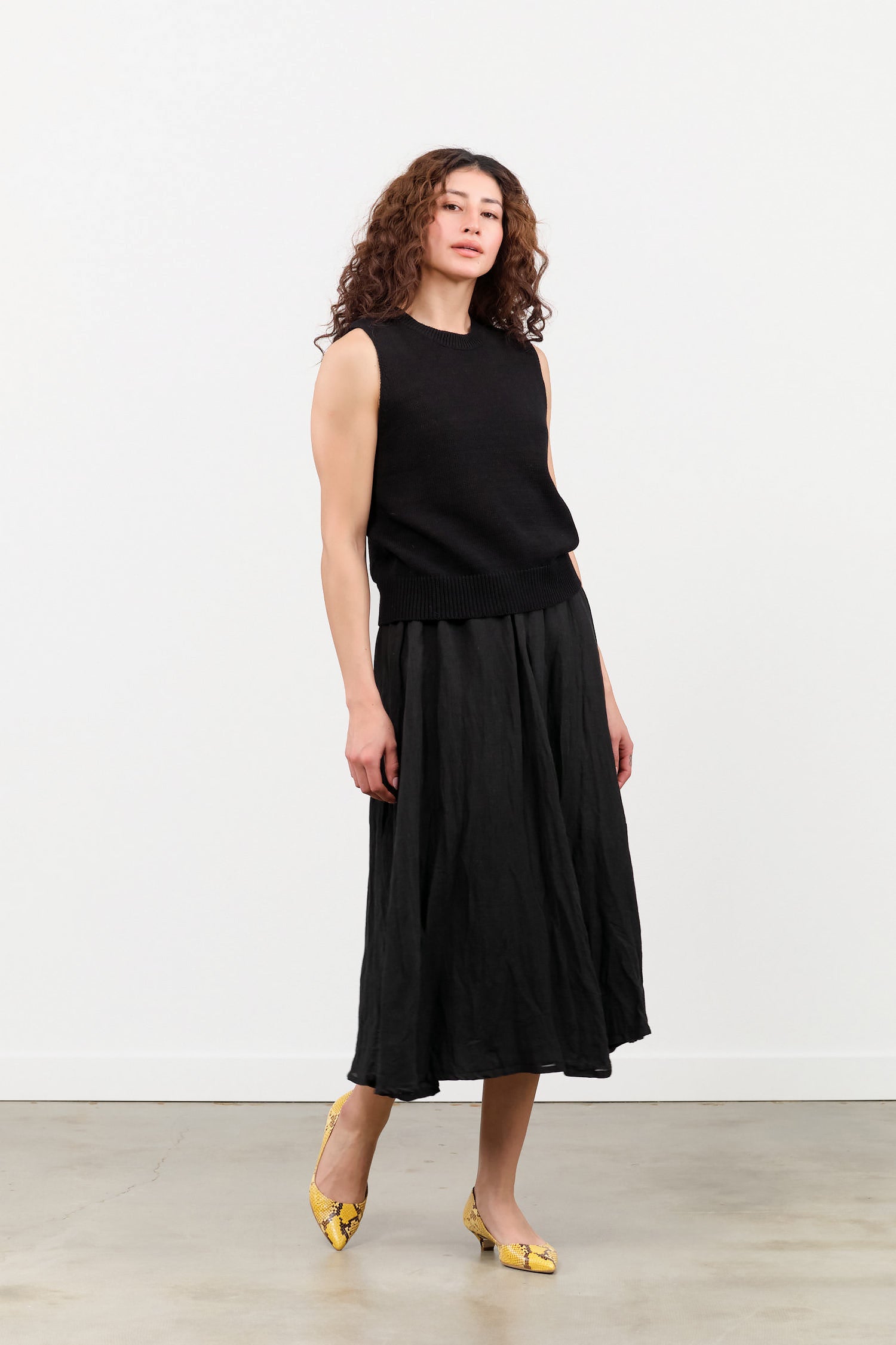 Pas de Calais Cotton Ramie Hemp Long Skirt in Black