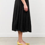 Pas de Calais Designer Brand Cotton Ramie Hemp Long Midi Skirt in Black