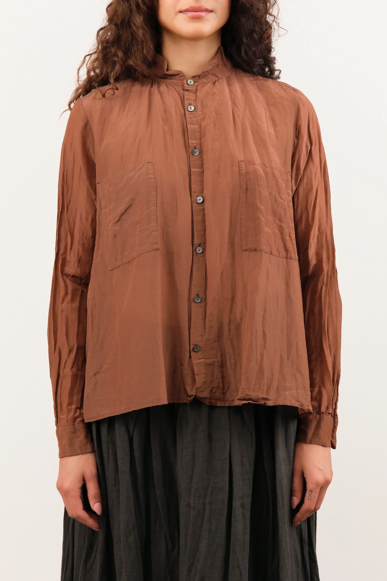 Pas de Calais Apparel Womens Blouses Cotton Silk Lawn Shirt-Collar Blouse