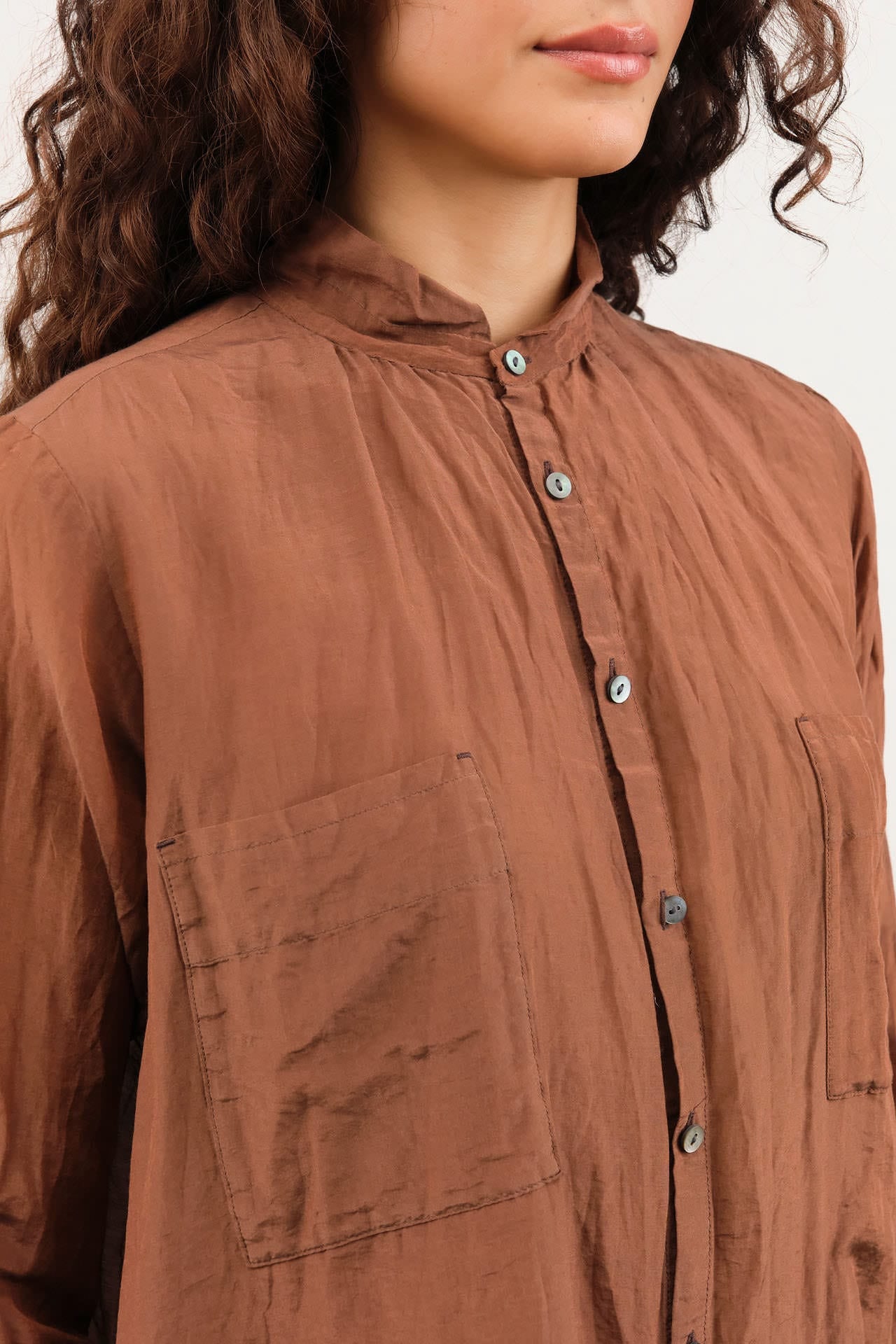 Pas de Calais Apparel Womens Blouses Cotton Silk Lawn Shirt-Collar Blouse
