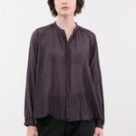 Pas de Calais Apparel Womens Blouses Cotton Silk Lawn Stand Collar Blouse