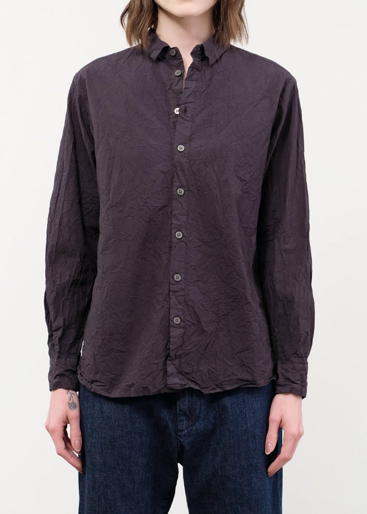 Pas de Calais Apparel Womens Blouses Cotton Typewriter Blouse in Charcoal