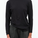 Cotton Wool Rib Mix Turtleneck Jersey Pullover by Pas de Calais in Black