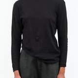 Cotton Wool Rib Mix Turtleneck Jersey Pullover by Pas de Calais in Black