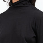 Black Cotton Wool Rib Mix Turtleneck Jersey Pullover by Pas de Calais