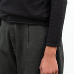 Cotton Wool Rib Mix Long Sleeve Turtleneck Jersey Pullover in Solid Black by Pas de Calais Designer Brand