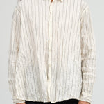 Crinkle Cotton Striped Blouse by Pas de Calais in Ivory