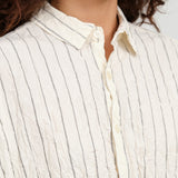 Ivory Crinkle Cotton Striped Blouse by Pas de Calais