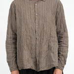 Crinkle Cotton Striped Blouse by Pas de Calais in Khaki