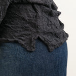 Pas de Calais Apparel Womens Blouses Crinkle-Finish Wool Gauze Jersey Crewneck Pullover in Charcoal