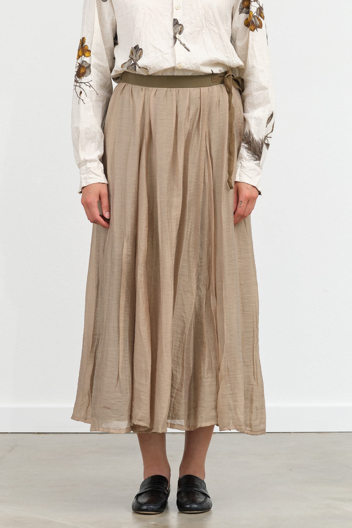 Crinkle Long Skirt by Pas de Calais in Beige