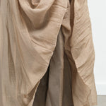 Beige Green Cotton Crinkle Long Midi Skirt by Pas de Calais Designer Brand