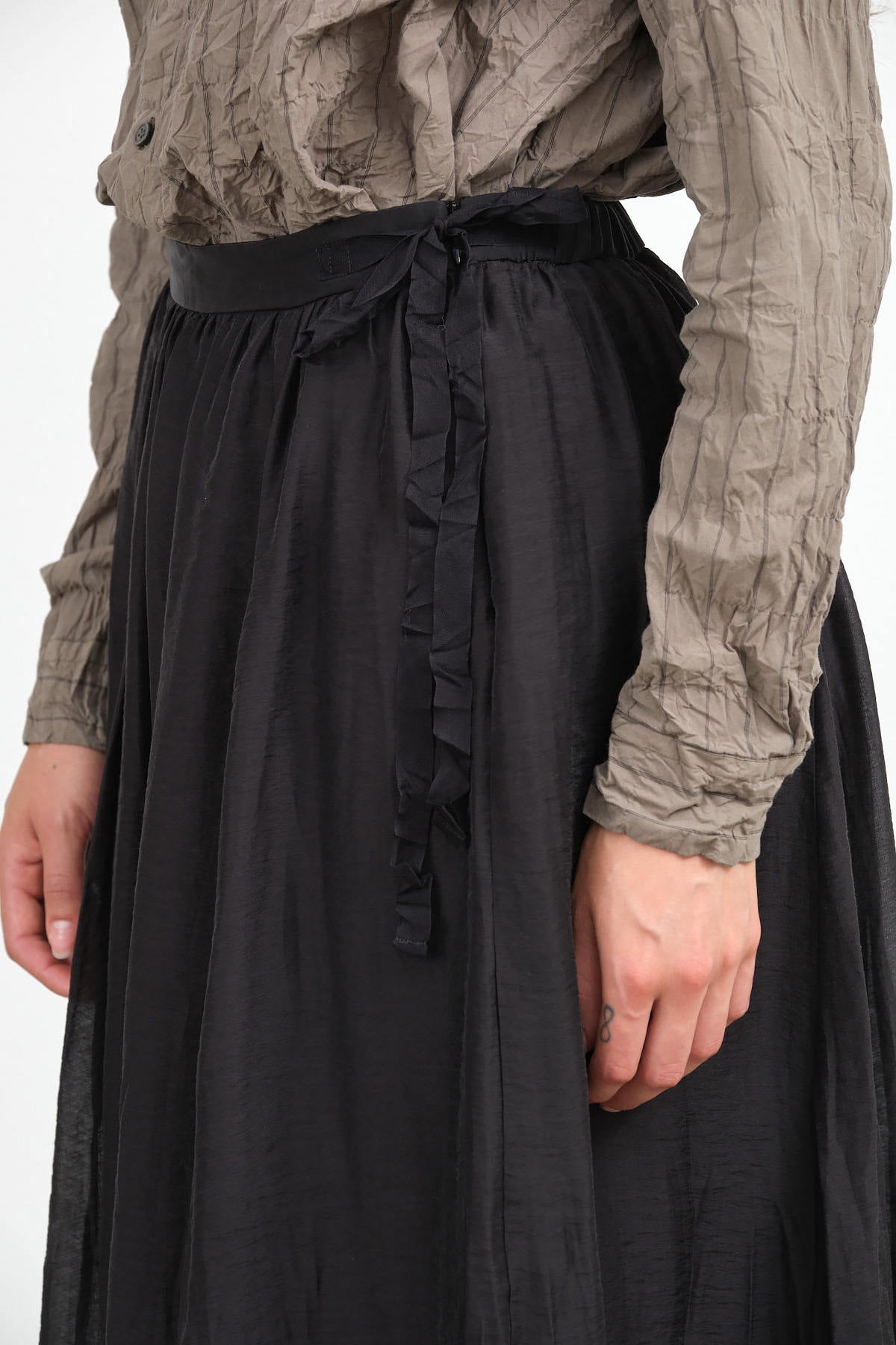 Black Crinkle Long Skirt by Pas de Calais 