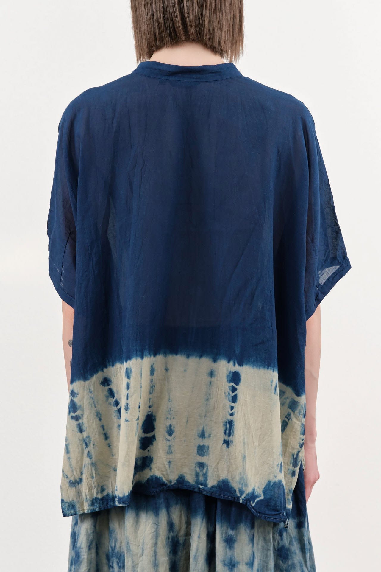 Pas de Calais Apparel Womens Blouses Cupro Cotton Linen Willow Dye Blouse