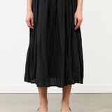 French Linen Box Pleat Skirt Pas de Calais in Black