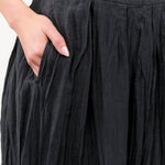 Black Midi French Linen Box Pleat Skirt by Pas de Calais Designer Brand 