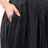 Black Midi French Linen Box Pleat Skirt by Pas de Calais Designer Brand 