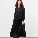 Pas de Calais Apparel Womens Skirts French Linen Box Pleat Skirt Black / 34