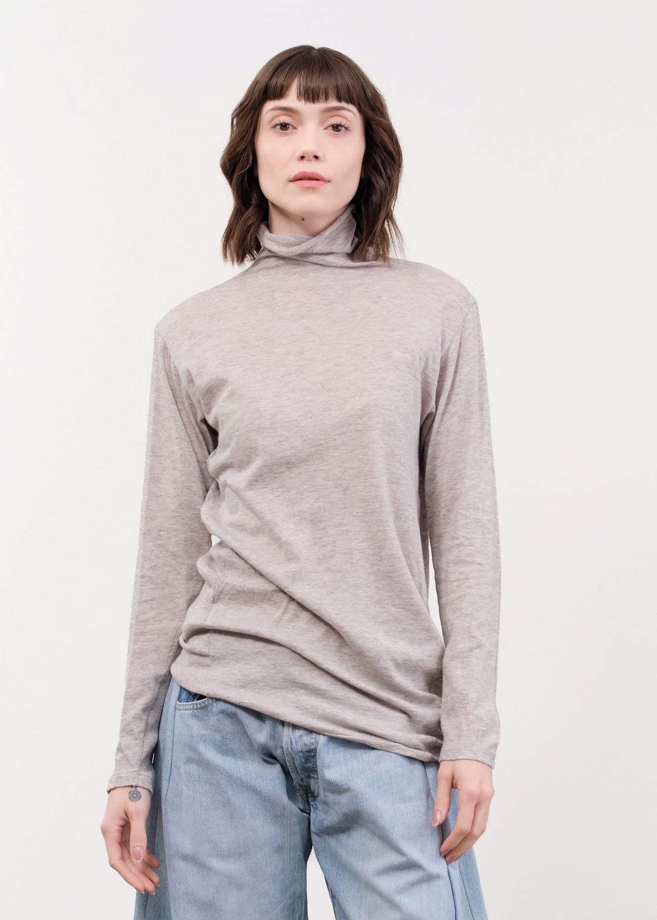 Pas de Calais Apparel Womens Sweaters Gauze Jersey Mix Turtleneck Pullover