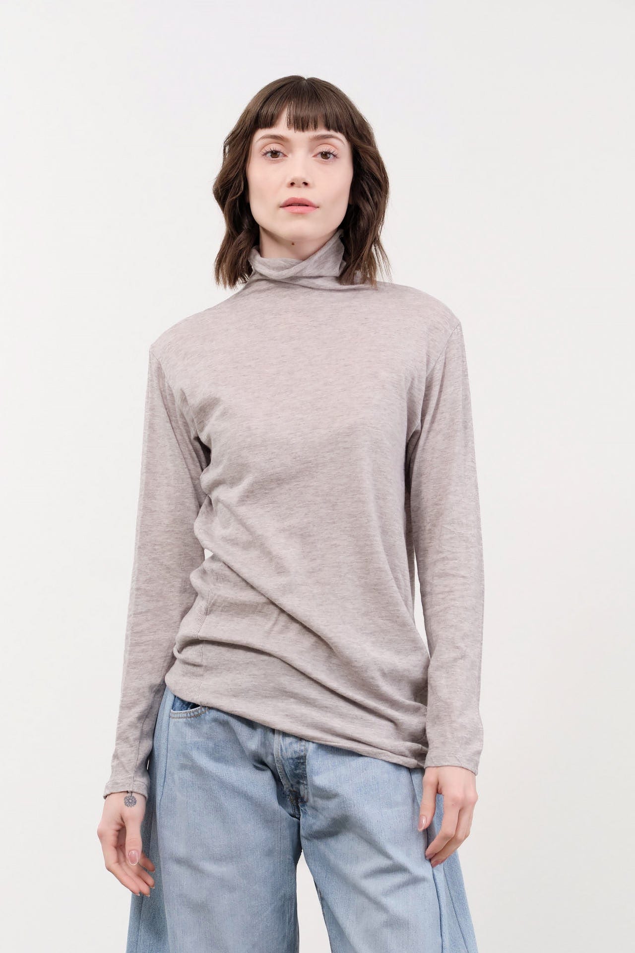 Pas de Calais Apparel Womens Sweaters Gauze Jersey Mix Turtleneck Pullover